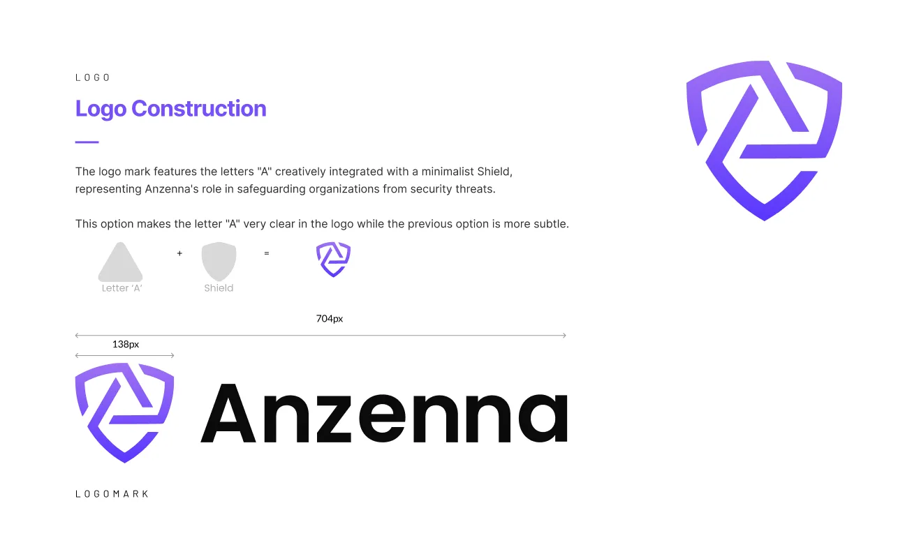Anzenna logo construction and brand mark