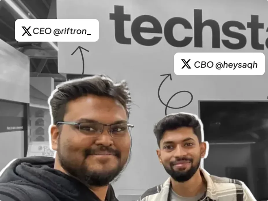 Two founders at a startup accelerator