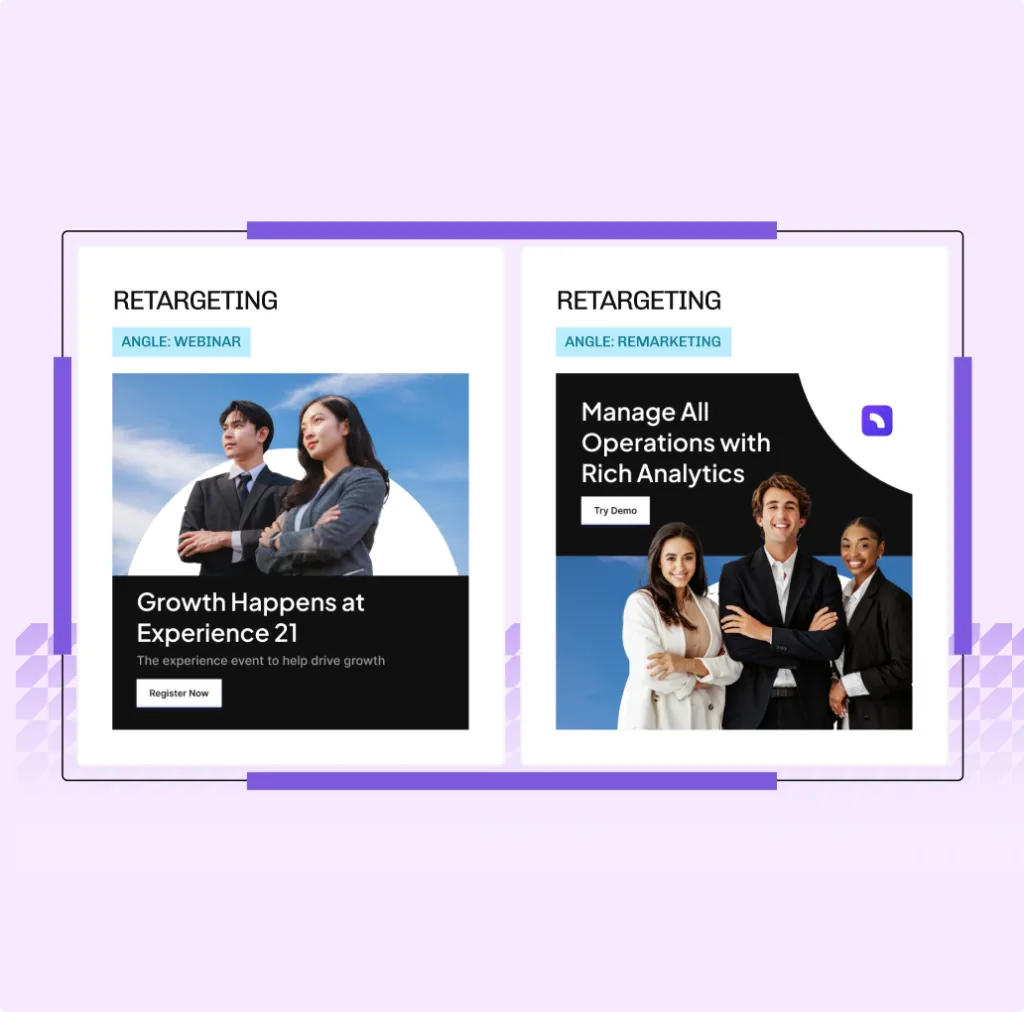 Retargeting ad angle mockups
