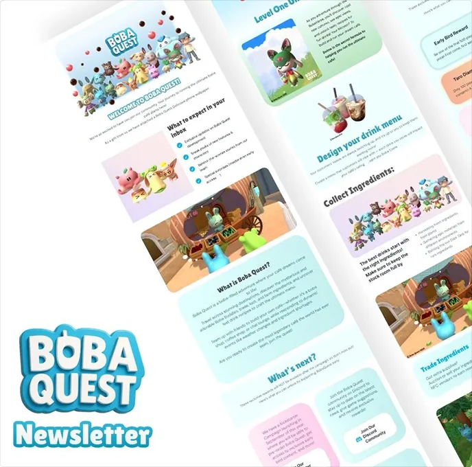 BobaQuest newsletter designs