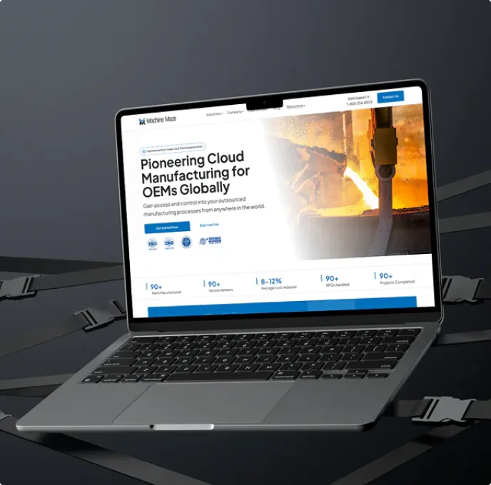 Cloud manufacturing website on a laptop