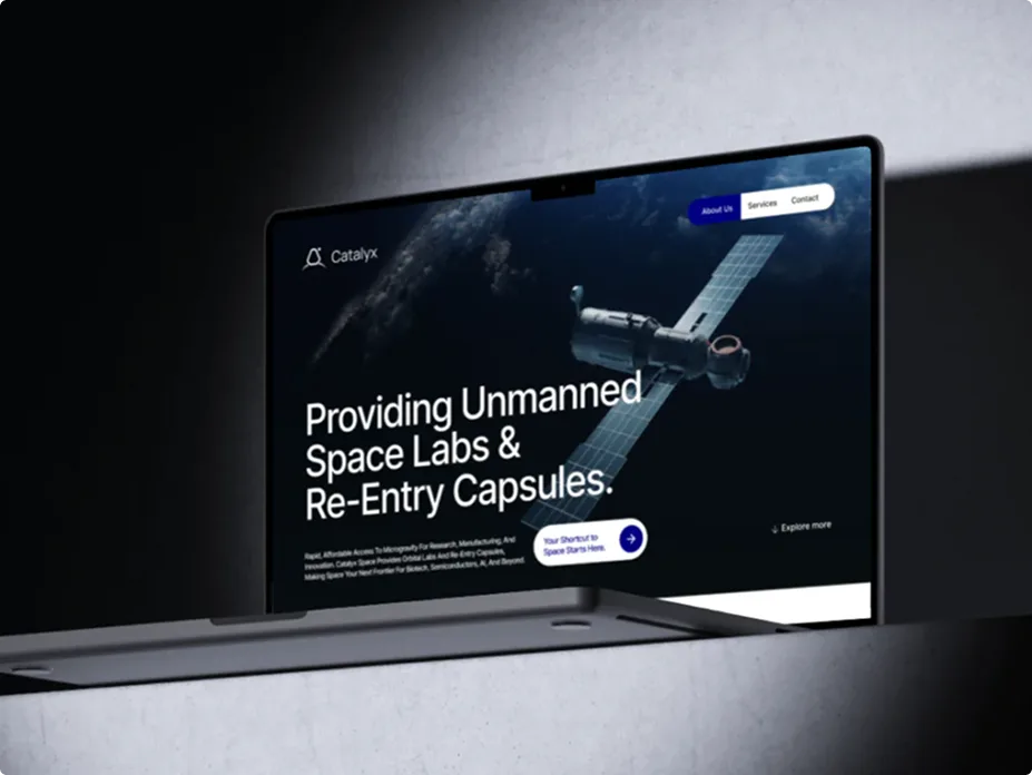 Catalyx space website on a laptop