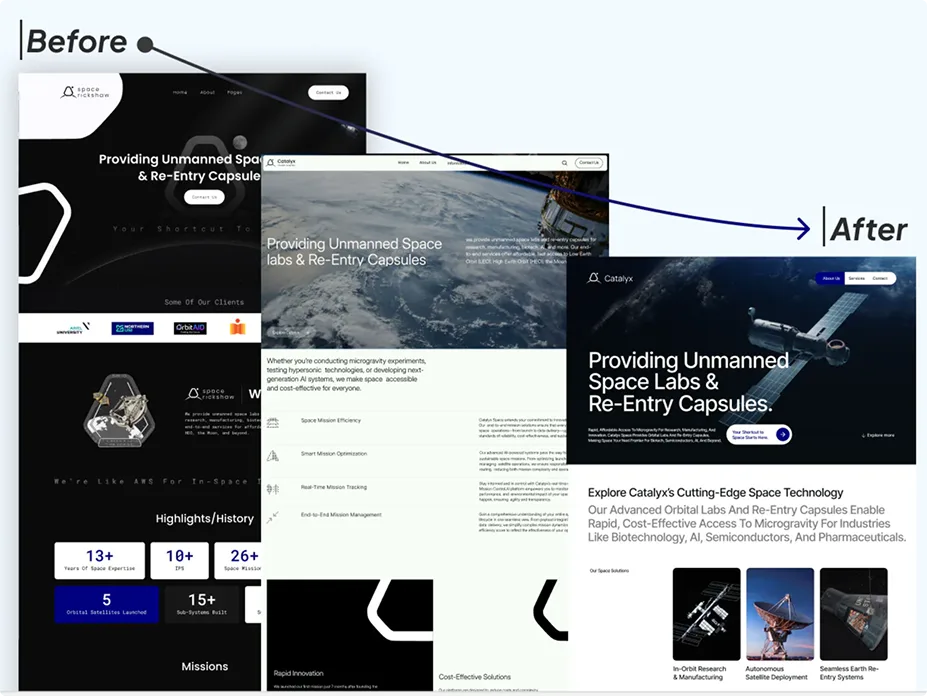 Catalyx website before and after redesign