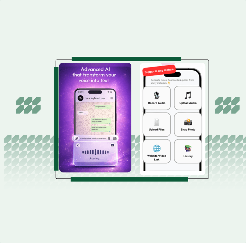 AI assistant app screens