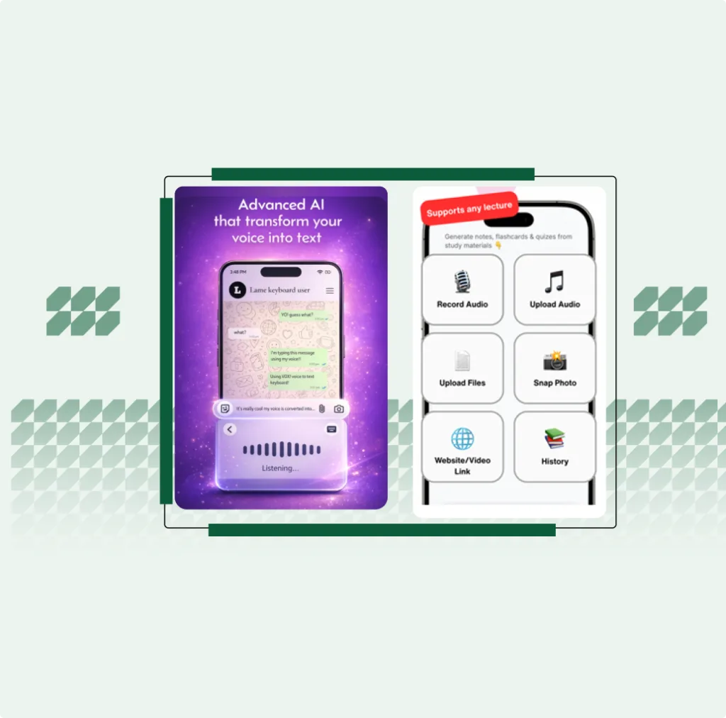 AI assistant app screens