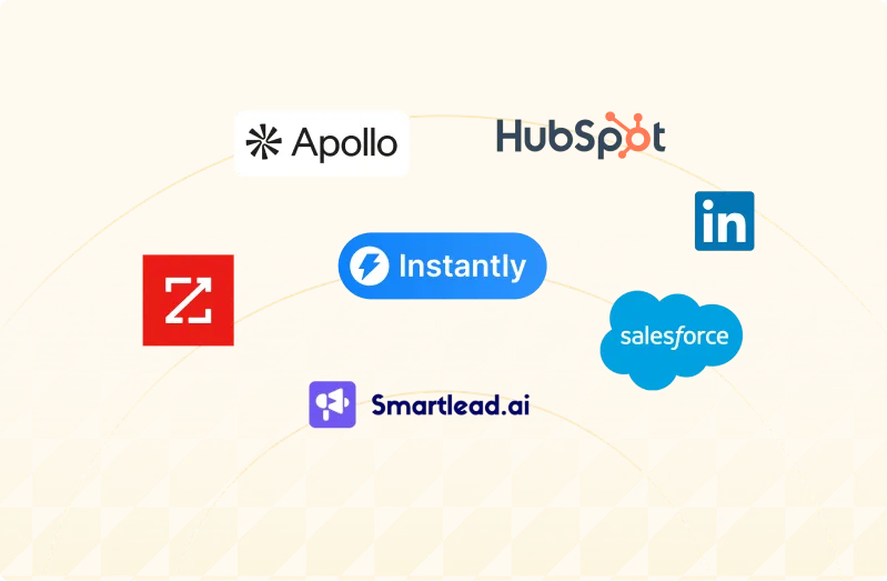 Outreach stack: Apollo, HubSpot, Instantly, LinkedIn, Salesforce, Smartlead