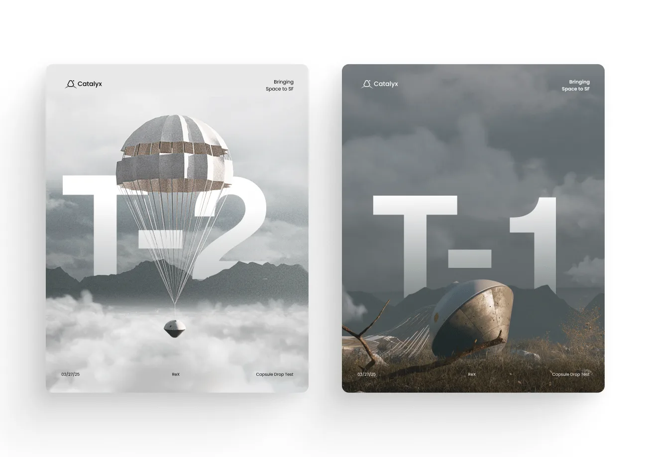 Catalyx T-1 and T-2 mission posters