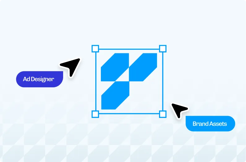 Ad design canvas with brand assets