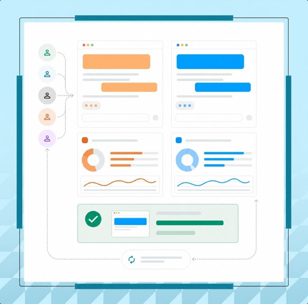 A/B testing and AI optimization mockup