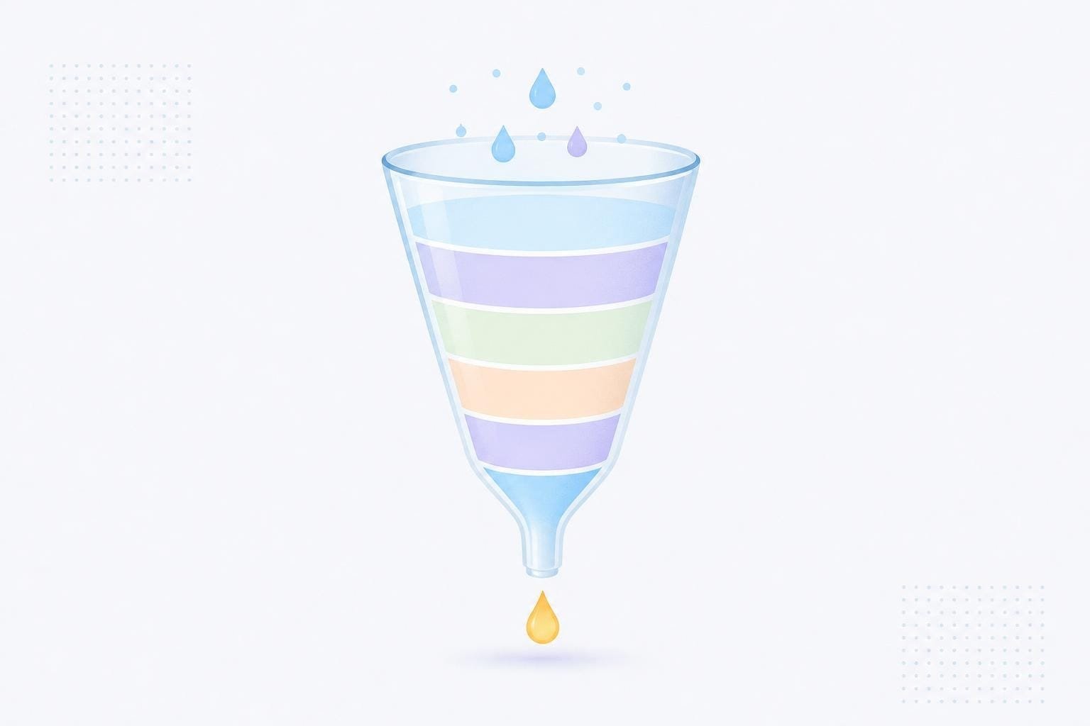 A six stage SaaS funnel condensing interest into customers