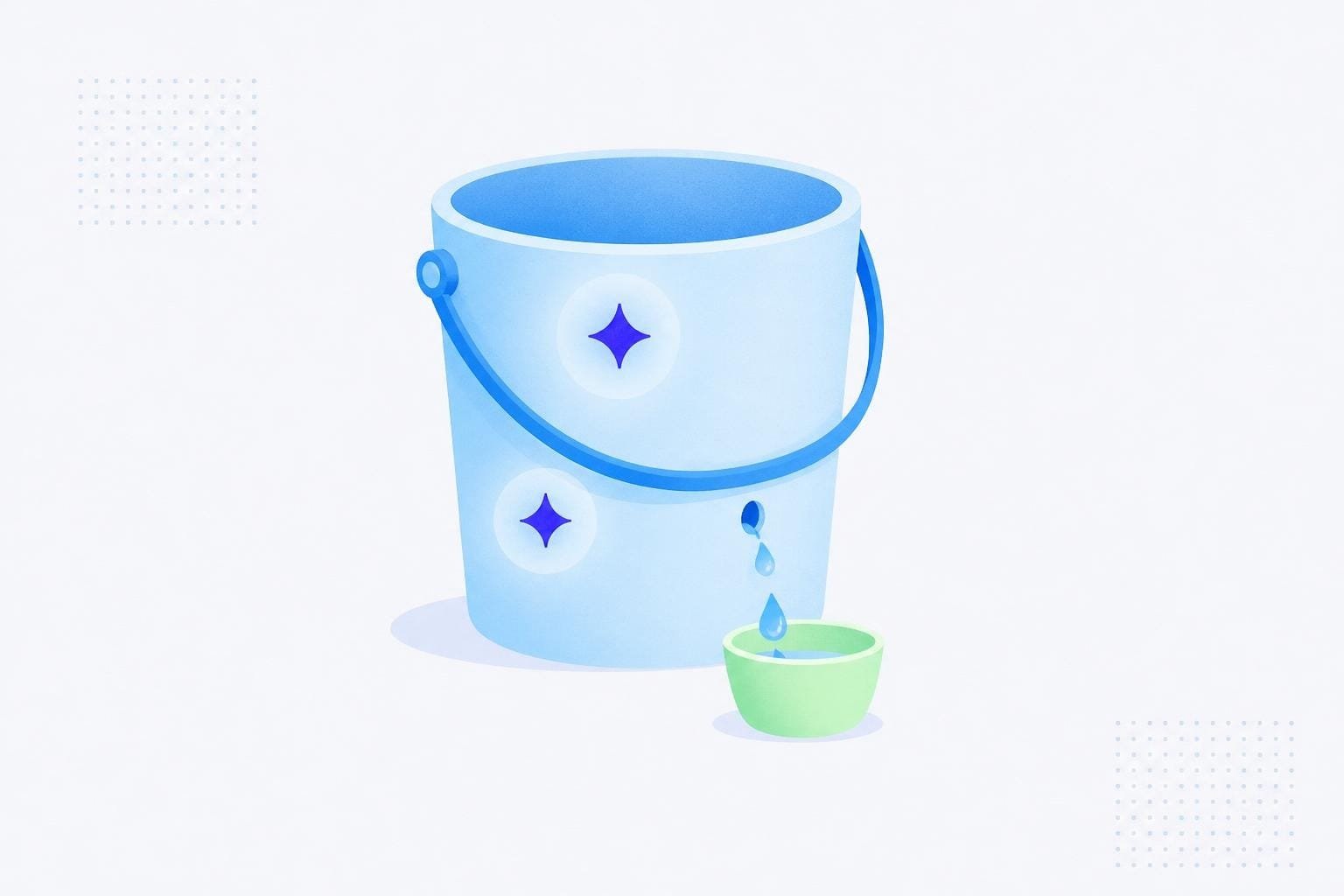 A leaking bucket with two leaks patched, retention work in progress