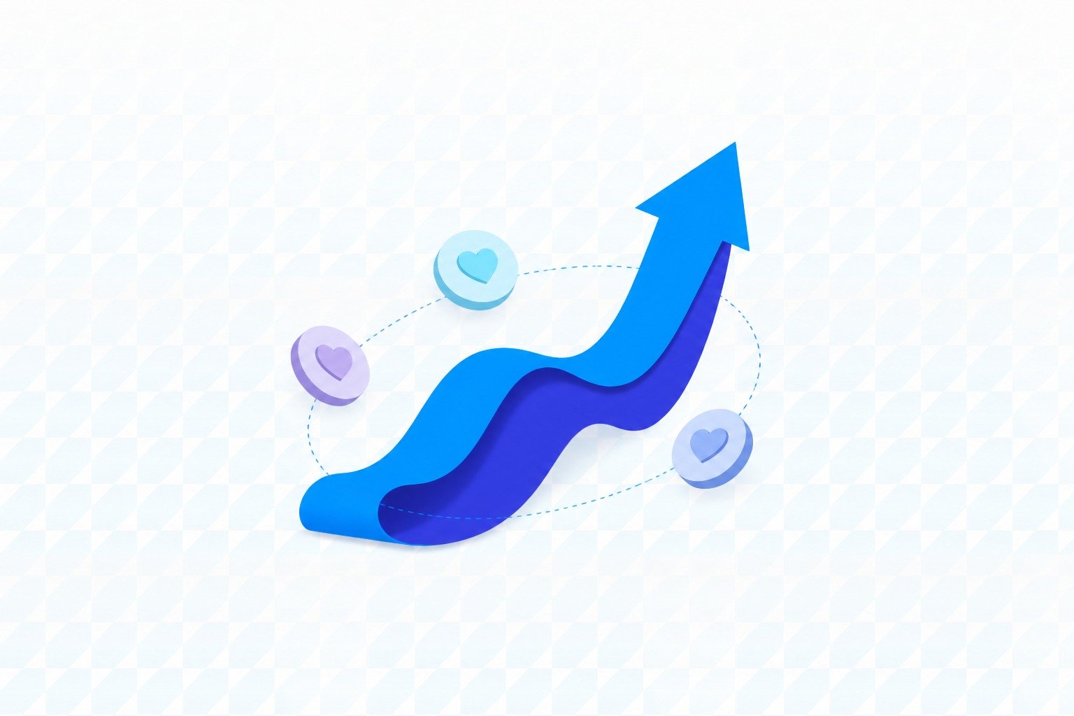 Customer lifetime value growing, drawn on the Skitmedia hero pattern